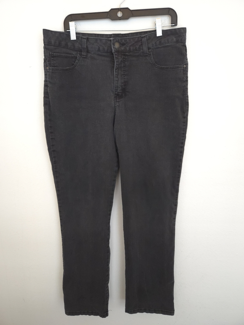 Lee Classic Fit Women's Straight Leg Jeans Dark Grey Black Stitching Size 16